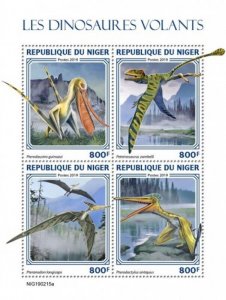 Niger - 2019 Flying Dinosaurs on Stamps - 4 Stamp Sheet - NIG190215a