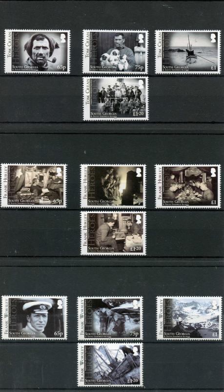 South Georgia & S Sandwich Islands 2014 MNH Heroes 12v Set Crean Hurley Worsley