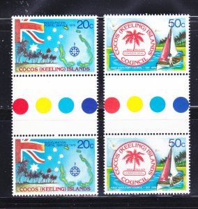 Cocos Islands 32-33 Stop Light Gutter Pairs Set MNH Various (C)