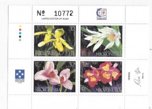 Micronesia 1995 Orchids Flowers Singapore Sheet Sc 230 MNH C3