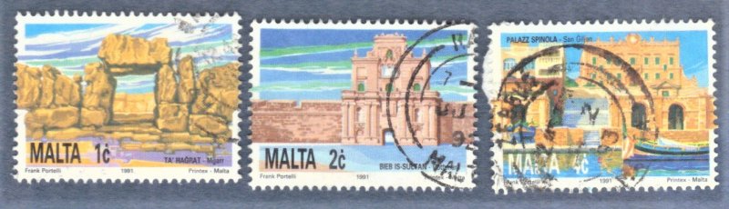 MALTA SCOTT #783, 784, 786 USED 1c, 2c, 4c 1991