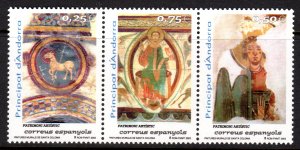 Andorra (Spanish) 2002 Sc#287 RELIGIOUS MURALS FROM SANTA COLOMA Strip (3) MNH