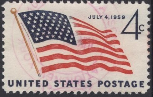 US 1132 (used, 2021 cancel) 4¢ 49-star flag (1959)