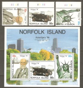 NORFOLK ISLAND Sc# 377 - 380a MNH FVF Set-4+Souv Sht Marine Life Ray Urchin Eel