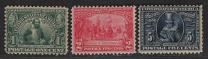 US Sc#328-330 Jamestown M/H/F complete set Cv. $212.50