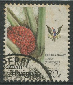 STAMP STATION PERTH Sabah #44 Agriculture Type and State Crest Used 1986