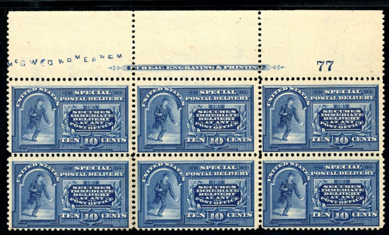 USAstamps US 1895 Special Delivery Imprint Plate Block Scott E5 OG MNH + Cert