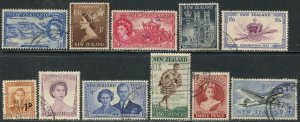 NEW ZEALAND Sc#280-287, 302-304 1953-55 Four Different Complete Sets Used