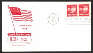 USA Sc# C83 (Artmaster) FDC pair (a) (Chicago  IL) 1973 12.27 13c Air Mail Coil