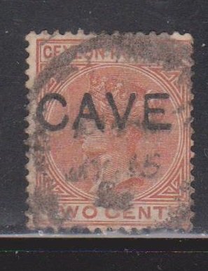 CEYLON Scott # 87 Used - QV With CAVE Overprint - Anti-theft