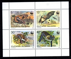 Bulgaria 1989 Bats - WWF Complete Mint MNH Miniature Sheet SC 3401a