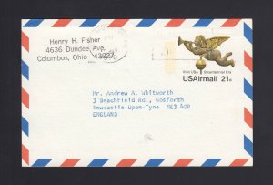 UXC16, UPSS #SA15 21c Air Mail Postal Card USED to ENGLAND, Cat $38.00