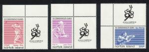 Norfolk 16th Commonwealth Games Kuala Lumpur 3v Labels SG#679-681 SC#659-661