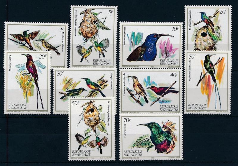 [52678] Rwanda 1983 Birds Vögel Oiseaux Ucelli 10 Values MNH