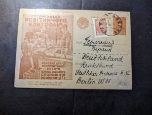 1930 Russia USSR Soviet Union Postcard Cover to Berlin W35 Germany