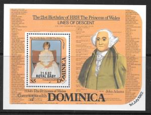 DOMINICA SGMS833 1982 ROYAL BABY MNH