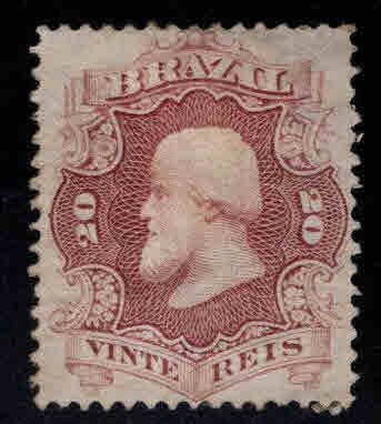 Brazil Scott 54 MH* 1866 stamp  Hinge Remnants No Gum