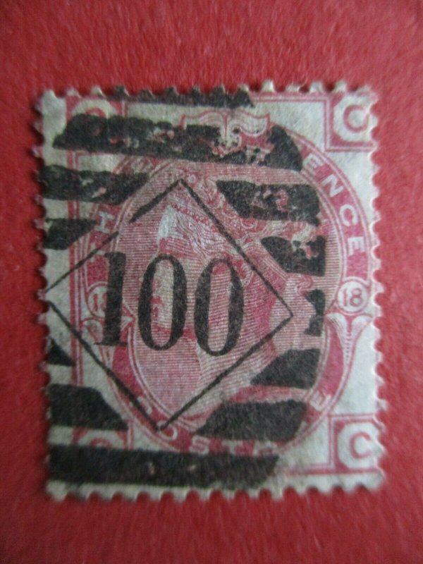 SG143 3d Rose Red Plate 18 Duplex Diamond 100 Used 1875 Victoria Surface Printed