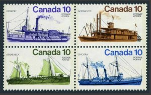 Canada 700-703a block,MNH.Michel 644-647. Inland vessels,1976.Northcote,Passport