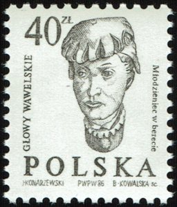 Poland #2742  MNH - 40zl Wawel Head (1986)