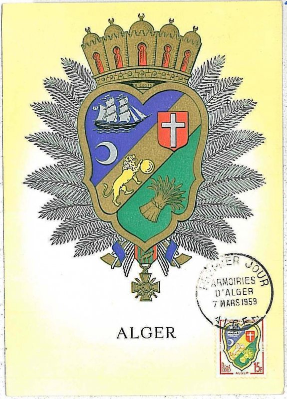38750  - Algeria - POSTAL HISTORY - MAXIMUM CARD 1959 - Heraldry LIONS - SHIPS