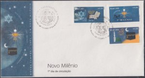 BRAZIL Sc # 2776-9 SET of 3 STAMPS and 1 S/S FDC for 3 MONOTHEISTIC RELIGIONS