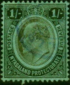 Nyasaland 1908 1s Black-Green SG72 Good Used