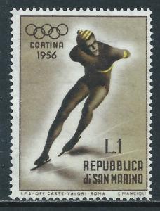 San Marino, Sc #364, 1 l, 1956 Winter Olympics, MNH