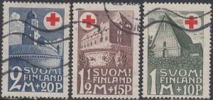 FINLAND Sc #B5-7 SEMI POSTAL SET USED SHOWING CHURCHES and FORTRESS