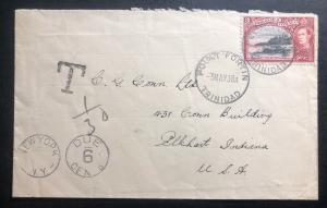 1938 Point Fortin Trinidad Postage Due Cover To Elkhart IN USA