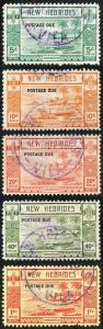 New Hebrides SGD6/D10 1938 Post Due Set of 5 Fine Used