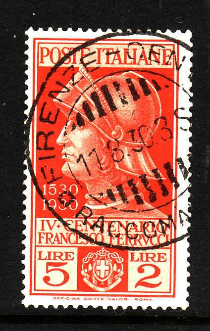 Italy-Sc#246-used 5L+2L org red-Francesco Ferrucci-1930-