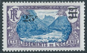 French Polynesia, Sc #66, 25c on 5fr, MH