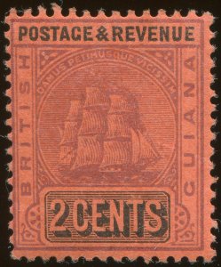 British Guiana 1905 2c purple & black on red SG241 unused