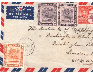 BRUNEI (KGVI) Air Mail Cover *Kuala Belait* 1950 London WELDING {samwells}KA54