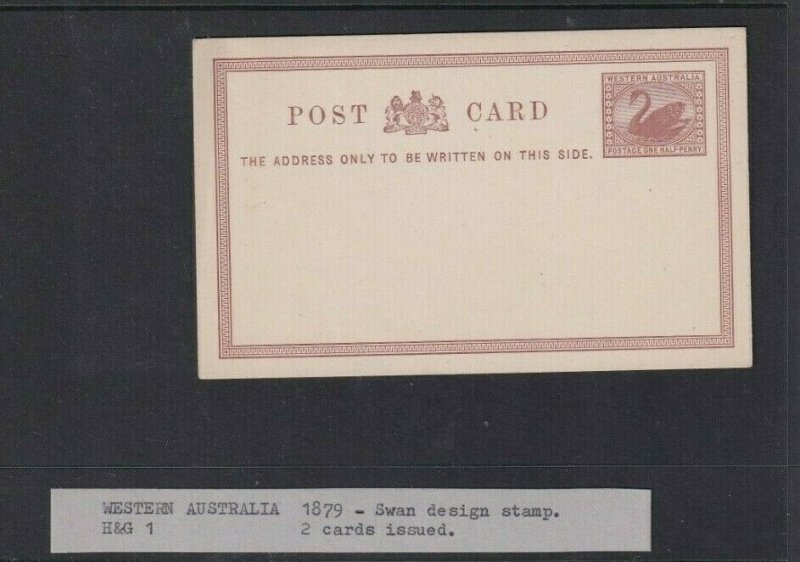 WESTERN AUSTRALIA POSTAL STATIONARY CARD UNUSED 1/2D 1879