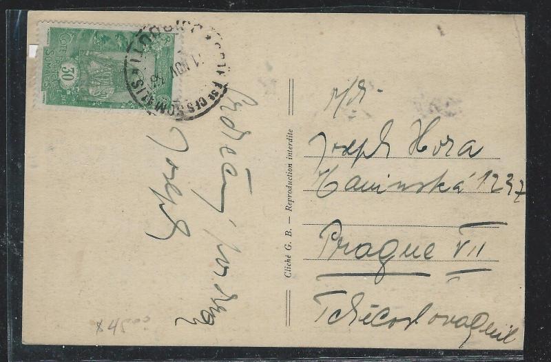 SOMALI COAST  (PP2709B) 1935  PPC TO CZECHOSLOVAKIA