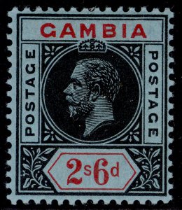 GAMBIA GV SG100, 2s 6d black & red/blue, VLH MINT. Cat £15.