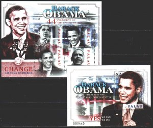 Palau. 2009. Small sheet 2817-20, bl 222. Barack Obama, President of the Unit...