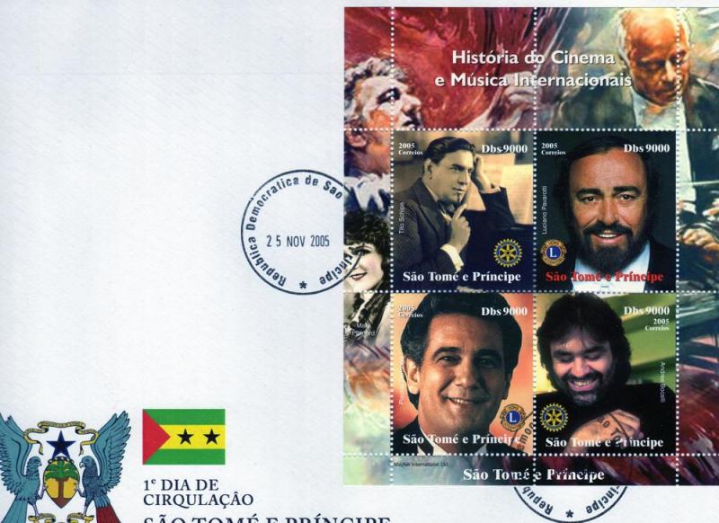 St.Thomas 2005 FDC Rotary/Lions Pavaroti/Schipa/Domingo/Shlt