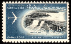 ✔️ CANAL ZONE 1964 - AIRMAIL AIRPLANE OVER CRISTOBAL  - SC. C38 MNH [29]