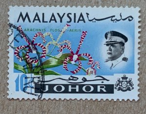 Johore 1965 10c Orchid, used. Scott 173, CV $0.25. SG 170