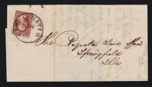 US 10 or 10a 1851 Issue 3c Washington Orange Brown on Cover (-006)