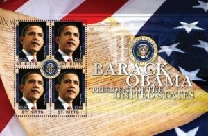 Saint Kitts 2011 - President Barack Obama Sheet of 4 Stamps - MNH