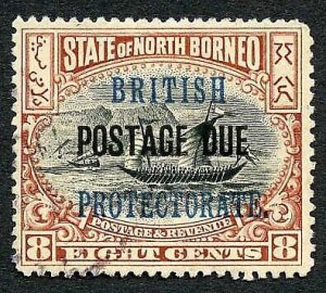 North Borneo SGD43 8c Black and Brown Post Due used Cat 6.5 Pounds