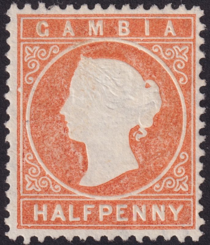 Gambia 1880 #5 vf mh; ½d Orange