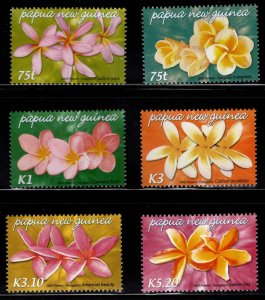 Papua New Guinea MNH 1170-5 Frangipani Flowers Orchids  2005