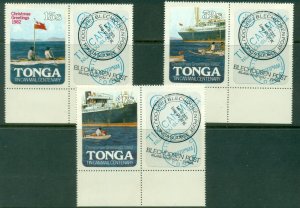 Tonga 1982 Tin can Mail Centenary Xmas 3 values + labels die cut MLH