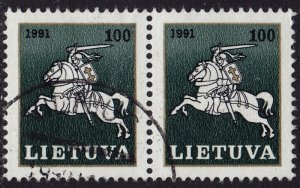 Lithuania - 1991 - Scott #415 - used pair - White Knight