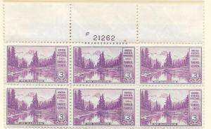 US#742  3c National Parks Issue (MNH) plate block of 6 CV $3.00